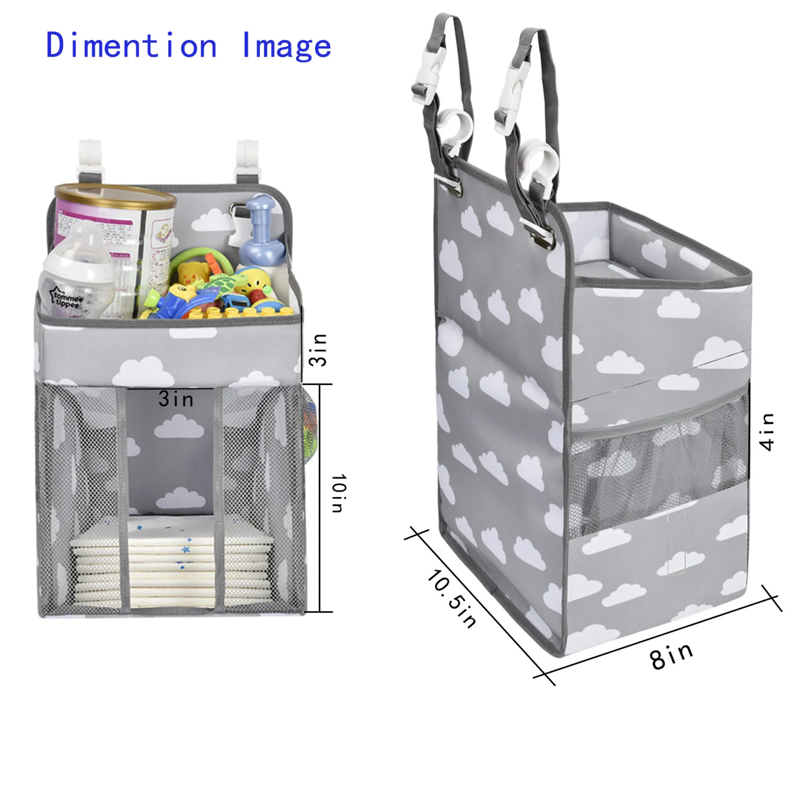 

Baby stroller hanging bag Multifunctional diaper bedside storage bag Newborn hanging diaper rack Caddy storage rack Changing F4
