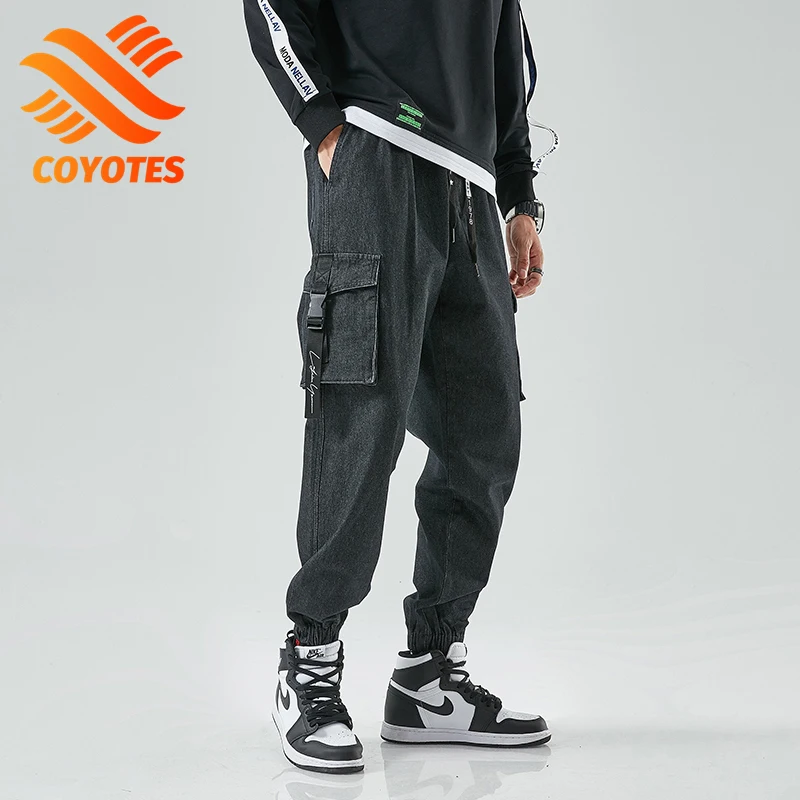 Мужские джинсы джоггеры брюки-карго из денима мешковатые шаровары стильные