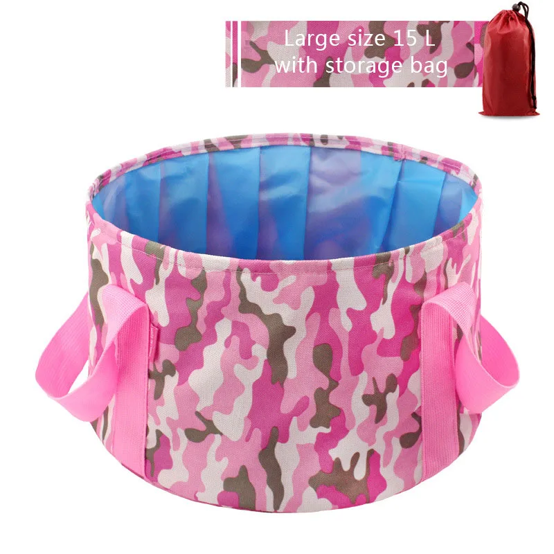 15L--Navy pink 8.5L 15L ультра-светильник, портативный, открытый, для выживания, складной умывальник, для кемпинга, для кемпинга, оборудование для выживания, военные дорожные наборы - Цвет: 15L--Navy pink