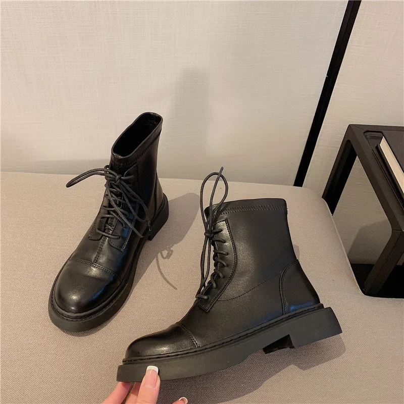 

Martin boots woman 2021 new ladies casual stretch fabric socks boots fashion Cross-tied women shoes platform boots gothic women