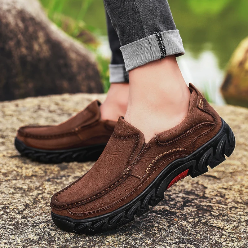 Мужская обувь для прогулок удобные уличные кроссовки из первого слоя воловьей