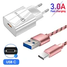 Для Samsung S21 S20 FE 5G Motorola G9 Play G10 G30 один источник питания для мобильного телефона быстрое зарядное устройство USB адаптер быстрой зарядки на борту самолета Type C USB кабель