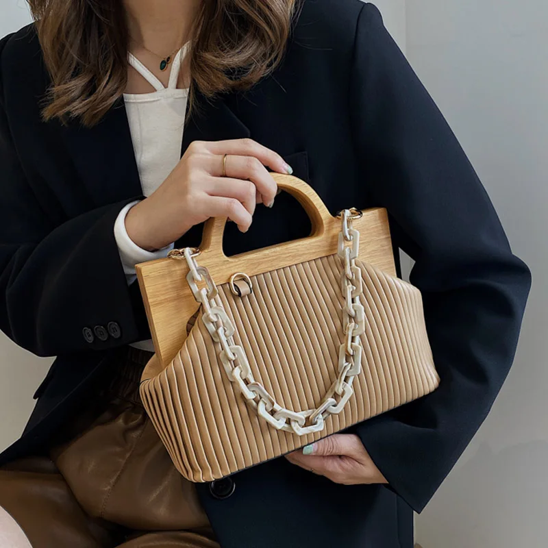 

Женские трендовые сумки на плечо, качественная кожаная сумка на цепочке, сумка на плечо с вертикальным рисунком, высококачественные модные ...