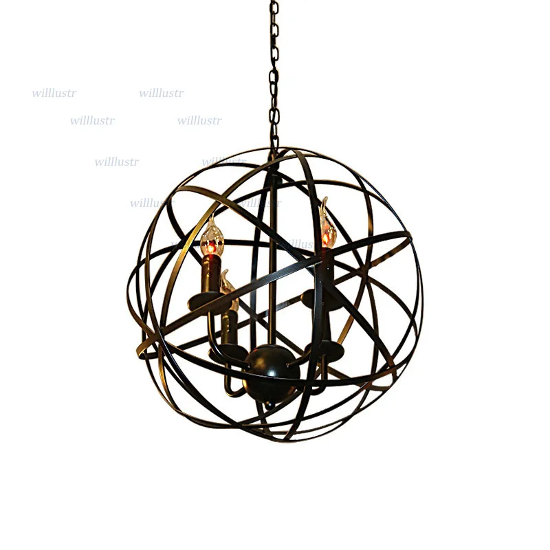 Goedkoop Industriële Ijzeren Hanglamp Loft Globe Suspension Lamp Hotel Restaurant Eetkamer Bar Winkel Brons Zwart Retro Verlichting