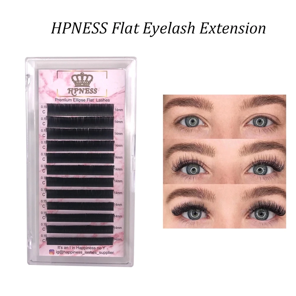 

High Quality New Matte Flat Eyelash Extensions Individual Mink 0.15 Softer Ellipse Flat Lash Split Tips Ligher Volume Looking