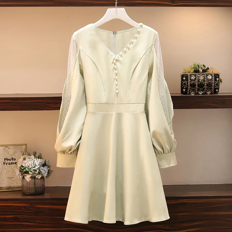 

Новинка, осеннее платье 2019 в Корейском стиле, показывает стройность и возраст-редукция платья с большой и слегка толстой сетчатой нитью мм, ...