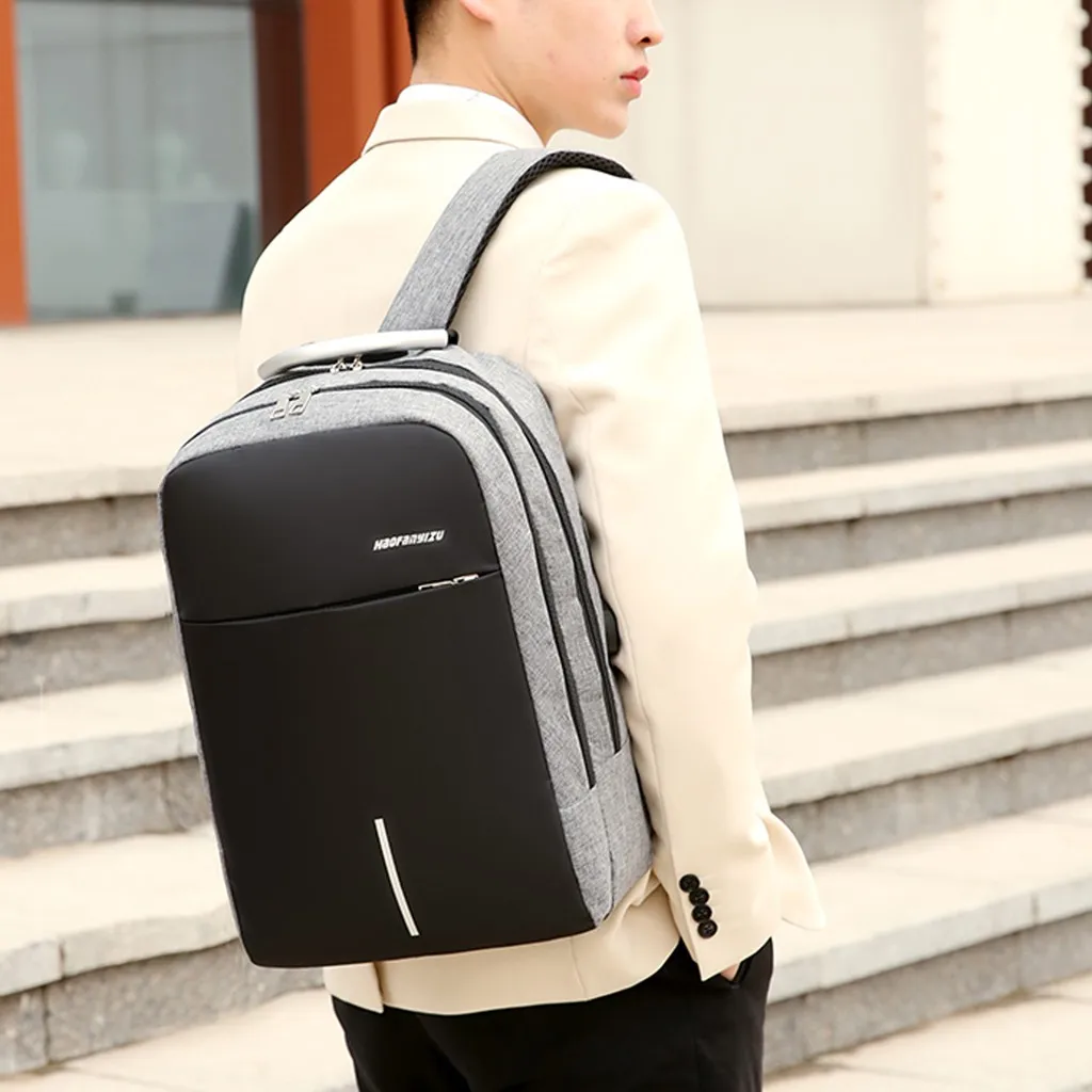 Рюкзак мужской/женский для ноутбука вместительный с USB-зарядкой и защитой от