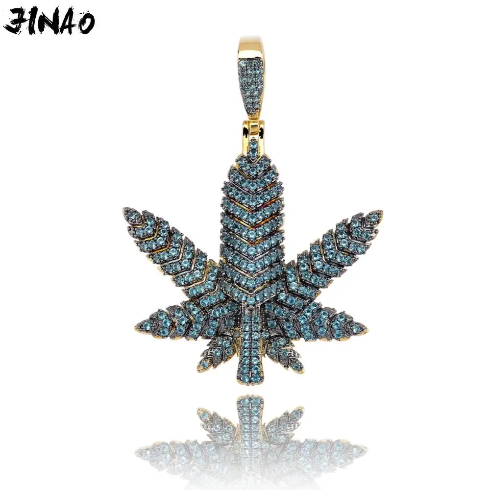 JINAO New Maple Leaf in Three Colors Iced out Necklace&ampPendent Cubic Zircon Shiny Hip Hop for Men Women Gift | Украшения и