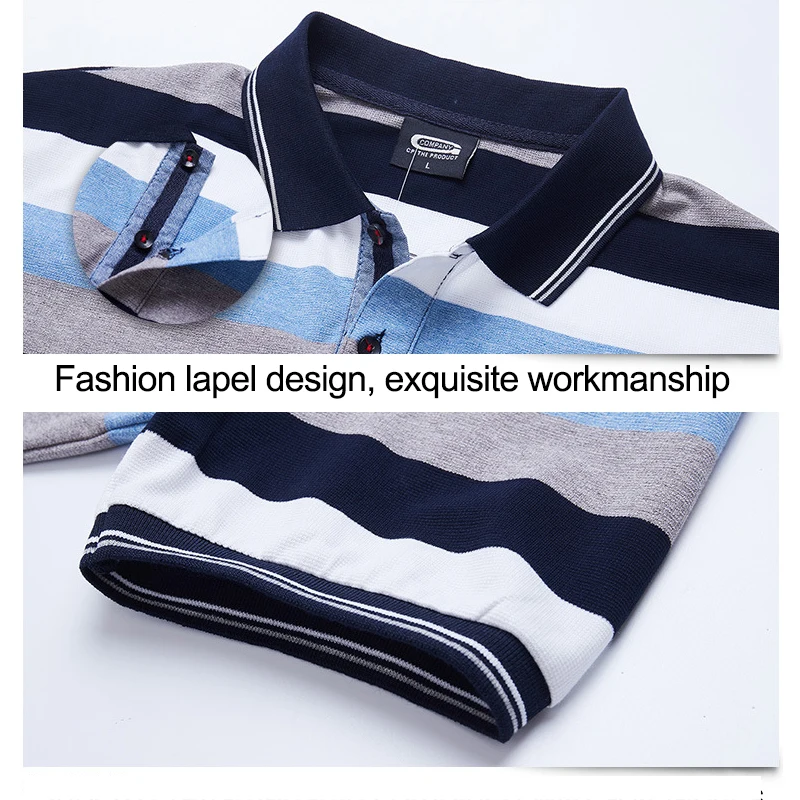 Мужские рубашки поло летние полосатые хлопковые мужские деловые повседневные с
