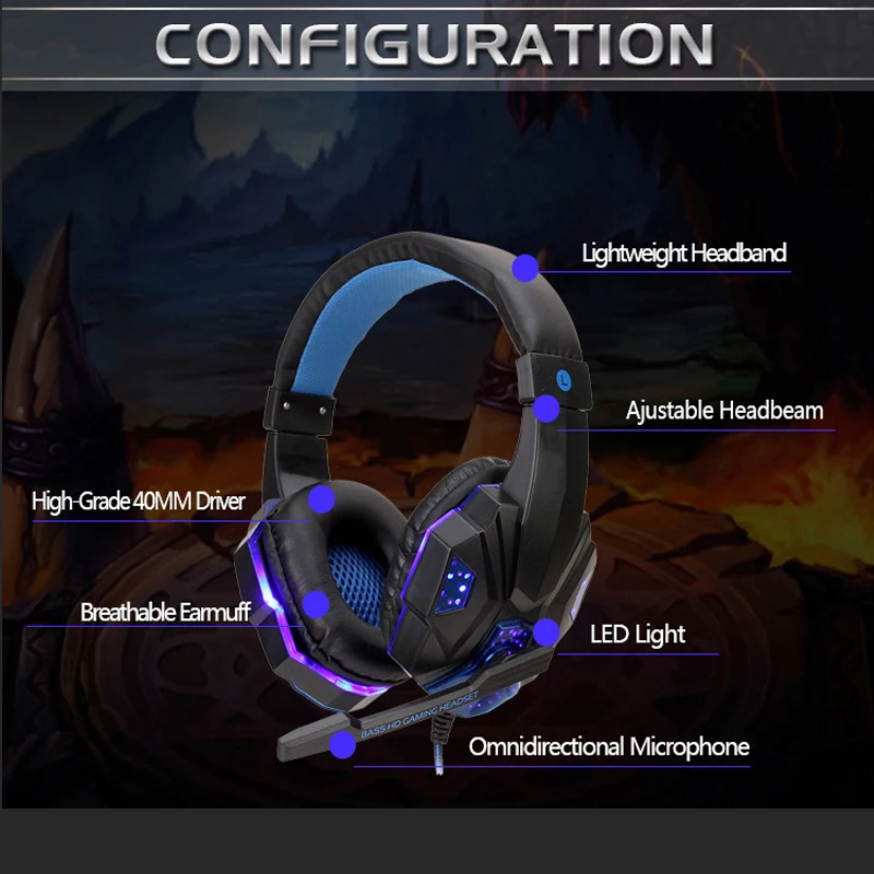 Профессиональный светодиодный светильник геймер игровая гарнитура для