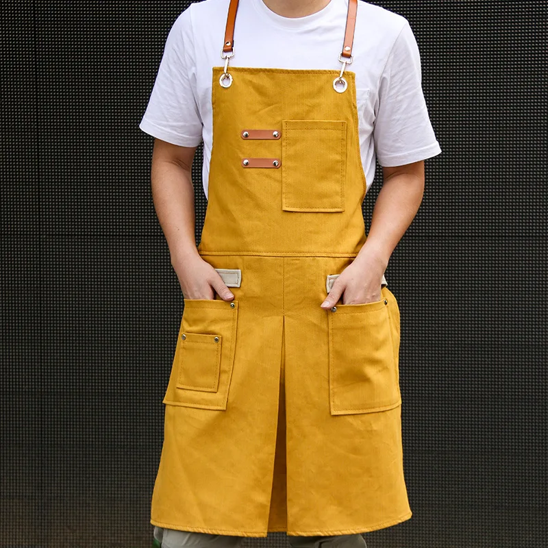 

Coffee shop denim apron custom logo waterproof and antifouling milk tea shop hair stylist men and women work clothes art printin