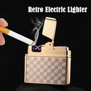 High-end USB Charging Arc Plasma Lighter Portable Retro Windproof Reusable Mens Gift Cigarette Accessories