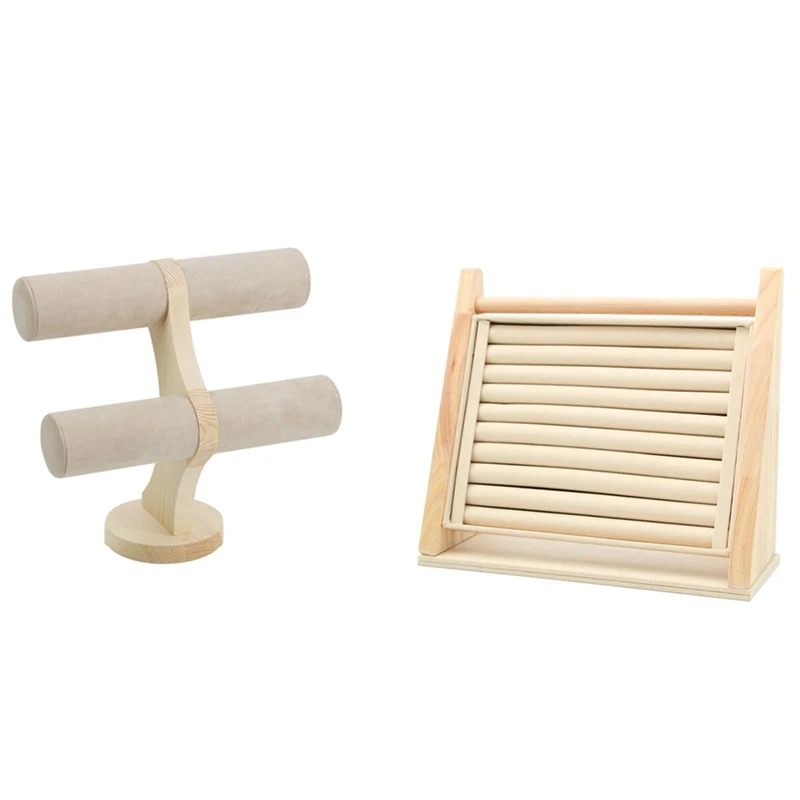 

2 Pcs Wooden Jewelry Display Stand Ring Holder Jewelry Display Stand, A & B