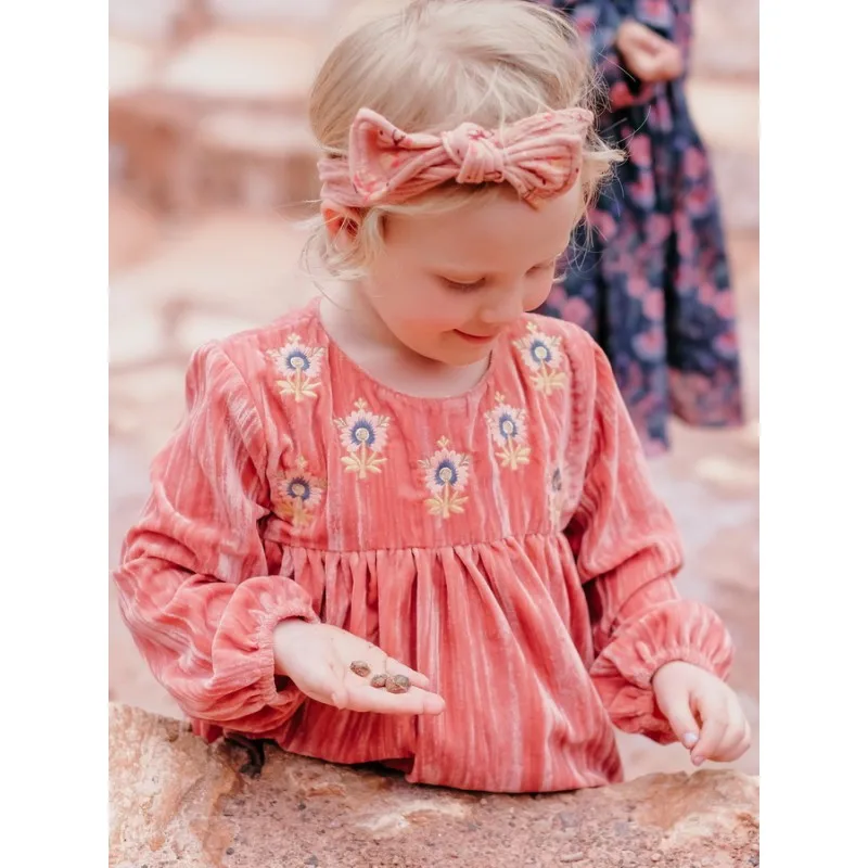 LM 2019AW/Новые Детские платья для девочек детское трикотажное бархатное платье с