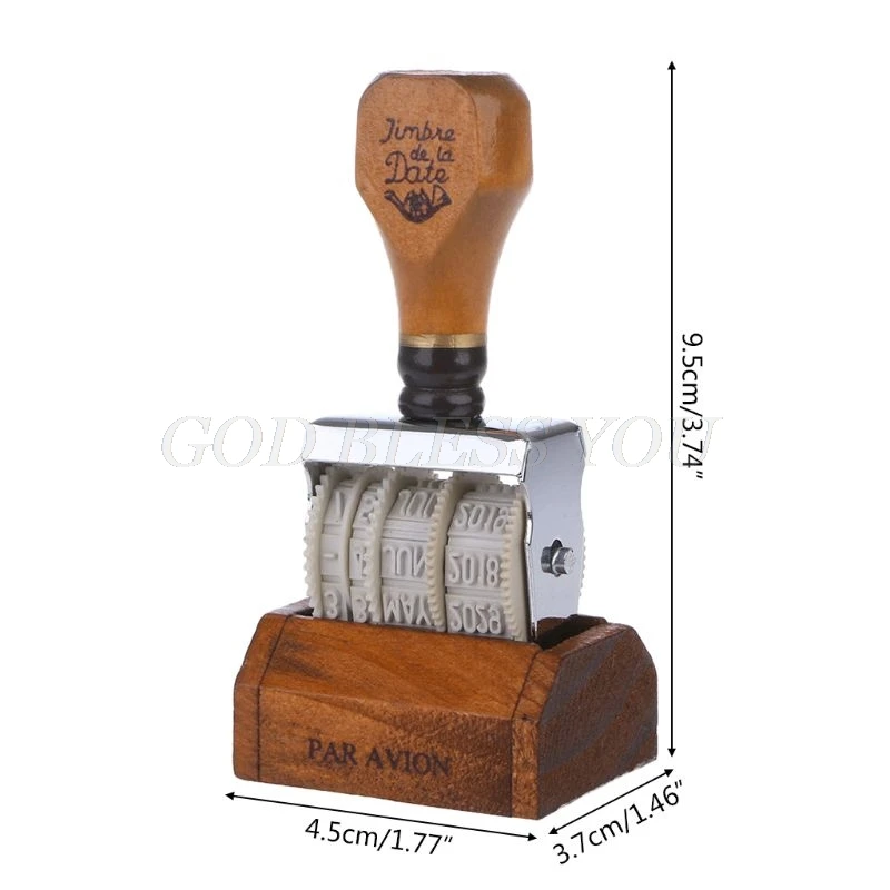 

Wooden Date Stamp For DIY Scrapbooking Craft Decor Rolling Wheel Vintage Supply Drop Shipping