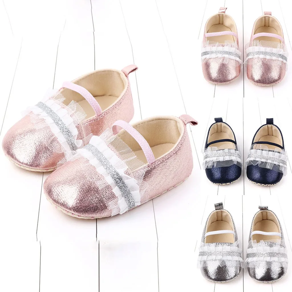 Прогулочная обувь для малышей девочек в кроватку принцессы туфли с кружевом и