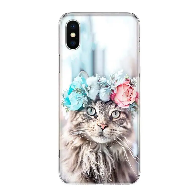 Чехол для телефона Merry Christmas cat серый чехол с милым котом iPhone 11 5 6 6s 7 8 Plus X XS XR Pro Max