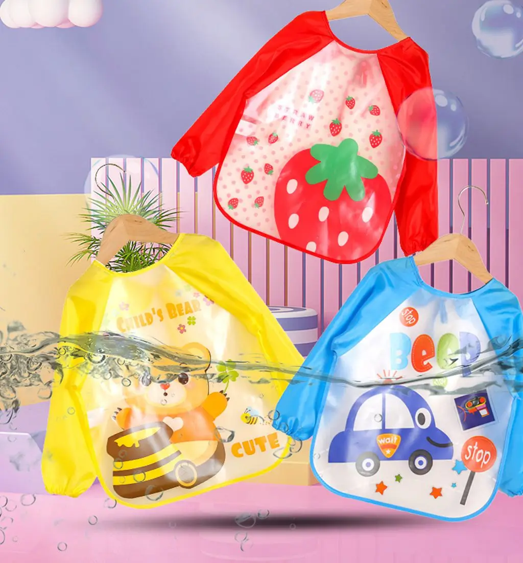 Нагрудник с длинными рукавами для малышей детская одежда кормления футболка