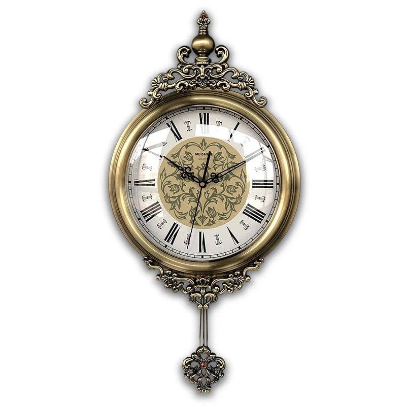 

Nordic American Wall Clock Retro Metal Living Room Large Gold Watch Vintage Silent Clocks Wall Watches Home Decor Horloge Gift