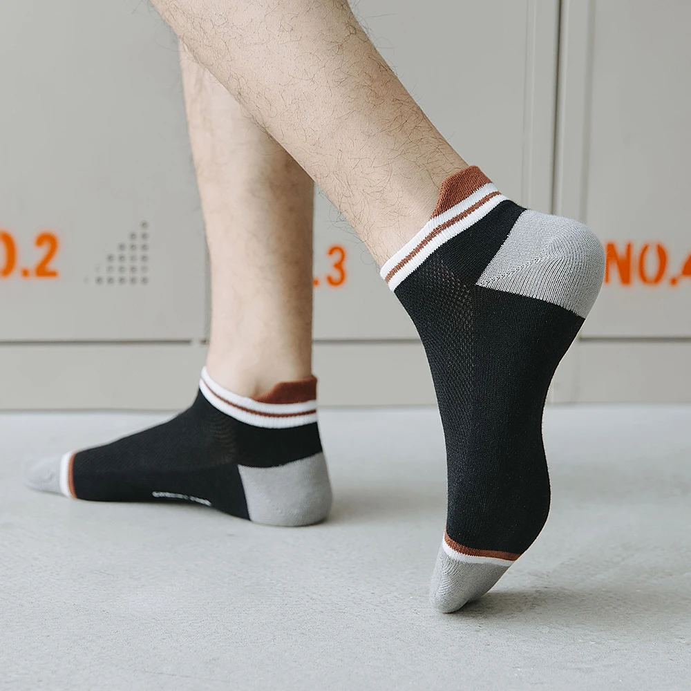 

Men's Fashion Cotton Socks Colorful Boat Shallow Breathable Sweat-absorbent Male Socks Anti-wear Feet Guard Heel 5 Pairs/Lot