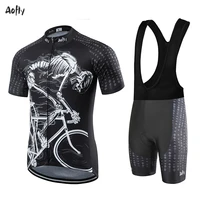 aofly team cycling jersey mtb cycling shorts maillot culotte ciclismo hombre sleeve tight skeleton pattern man bike equipment