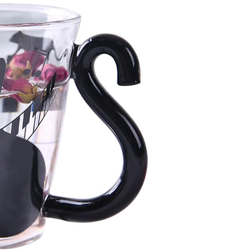 Кружки для чая 300 мл милая стеклянная кружка с музыкальной нотой красивая ручка