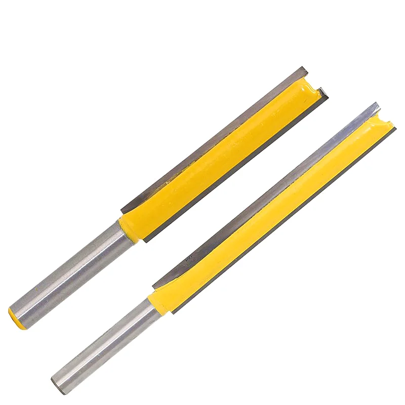 Citop 1pcs 1/4 Shank Extension Long Straight Double-edged Trimming Knife CNC Milling Cutters Router Bit for Wood Edge Cutting |