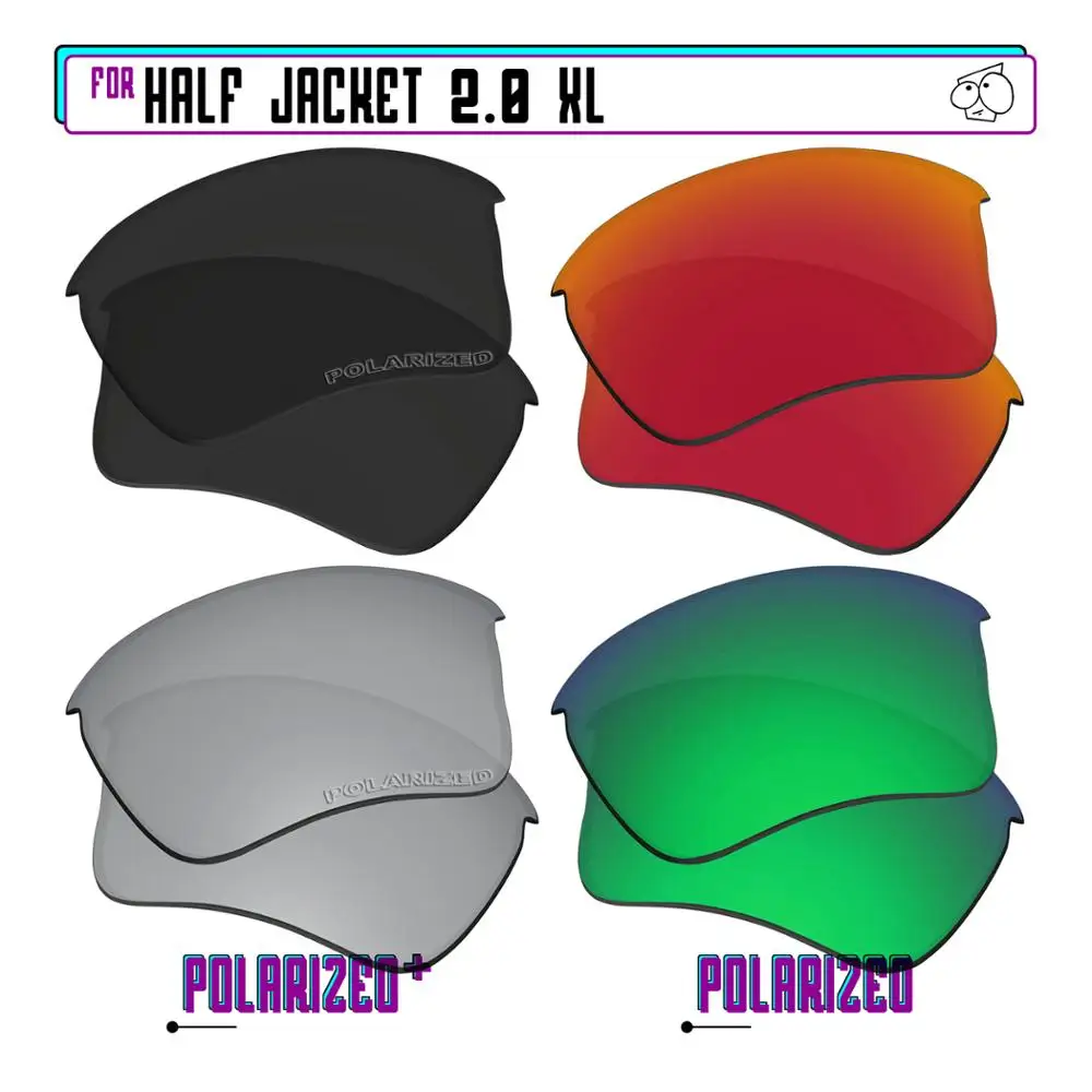 EZReplace Polarized Replacement Lenses for - Oakley Half Jacket 2.0 XL Sunglasses - BkSrP Plus-RedGreenP