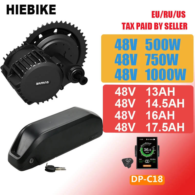 Bafang мотор 48В 750w 500W 1000 W, фара для электровелосипеда в комплект с Батарея 48v 13/14. 5/16/17.5ah Электрический велосипед Conversion Kit 8fun BBS02B BBSHD