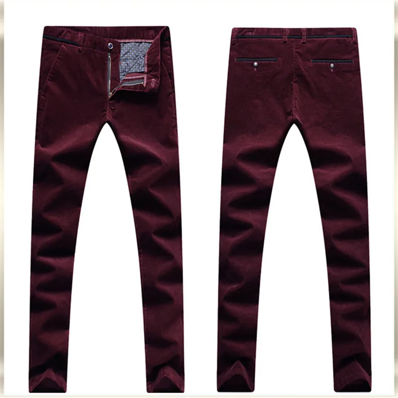 Мужские Винтажные эластичные вельветовые брюки повседневные Костюмные модная