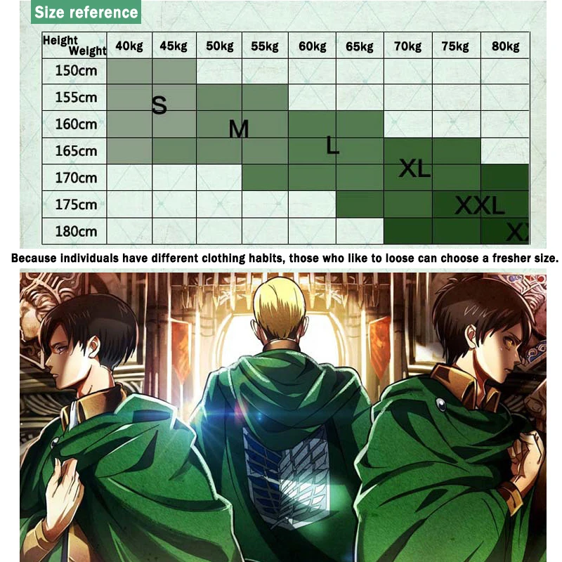 Japanese Hoodie Attack on Titan Cloak Shingeki no Kyojin Scouting Legion Cosplay Costume anime cosplay green Cape mens clothes |