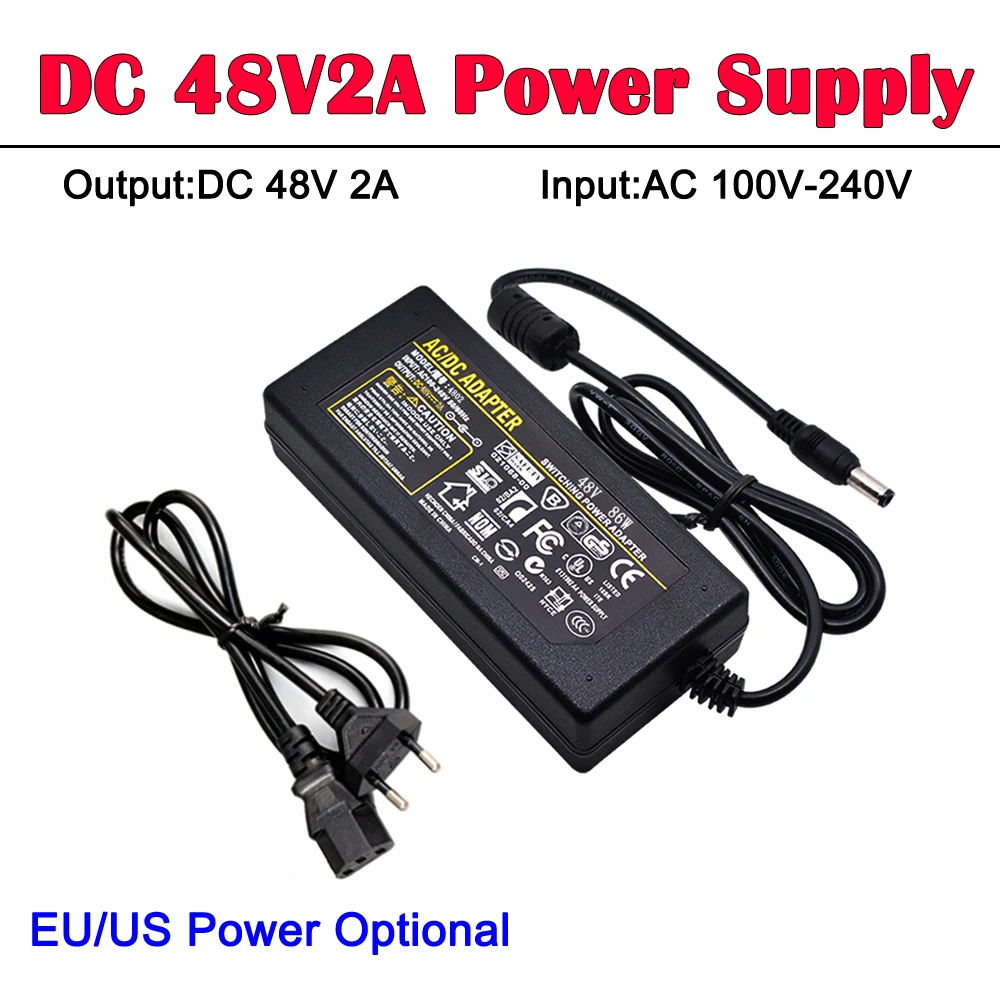 

DC 48V2A Power Supply Adapter POE Power Charger 48 V Volt For CCTV Security Surveillance NVR POE Injector Ethernet IP Camera