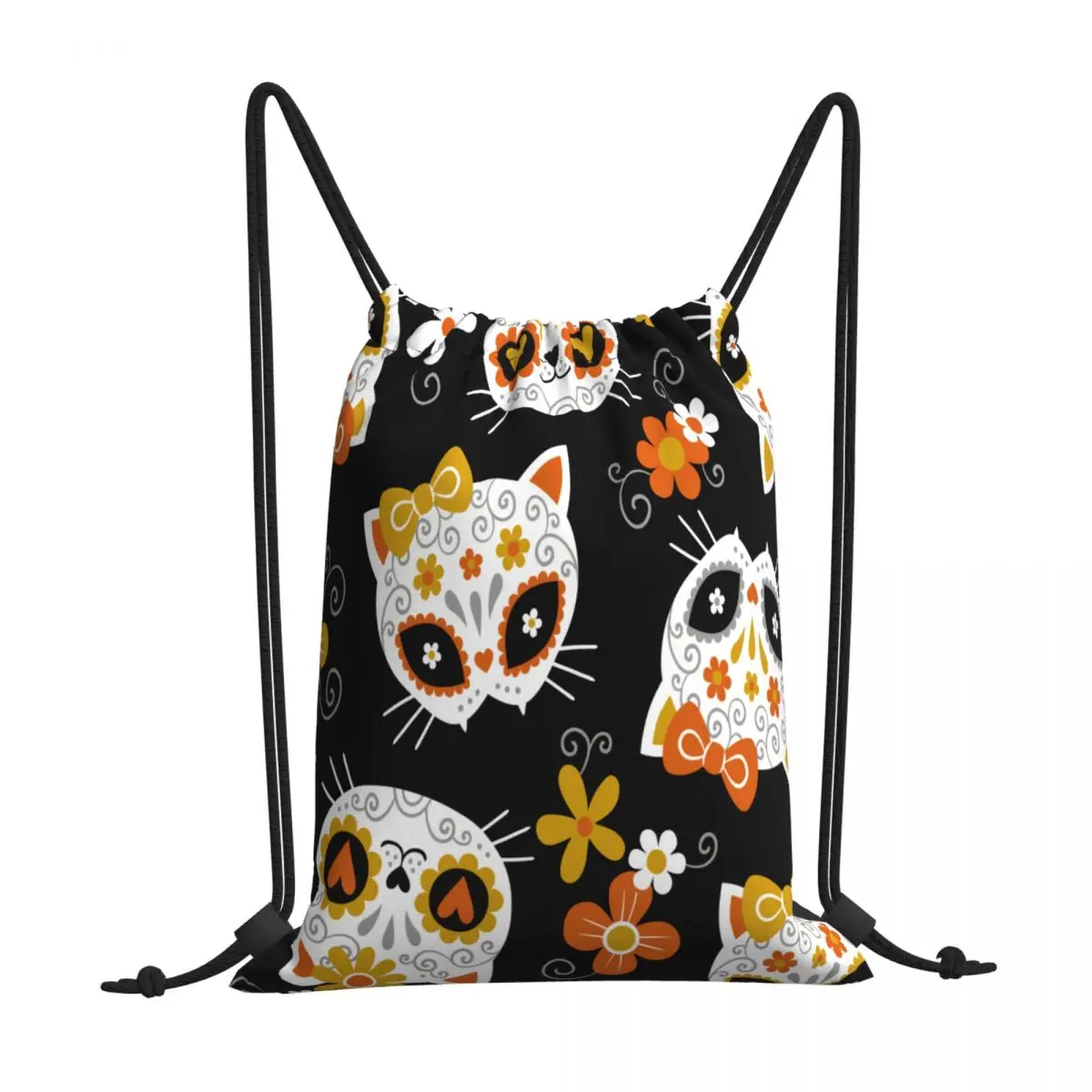 Складной рюкзак-веревка для тренажерного зала улицы милый кот сахарные черепа и