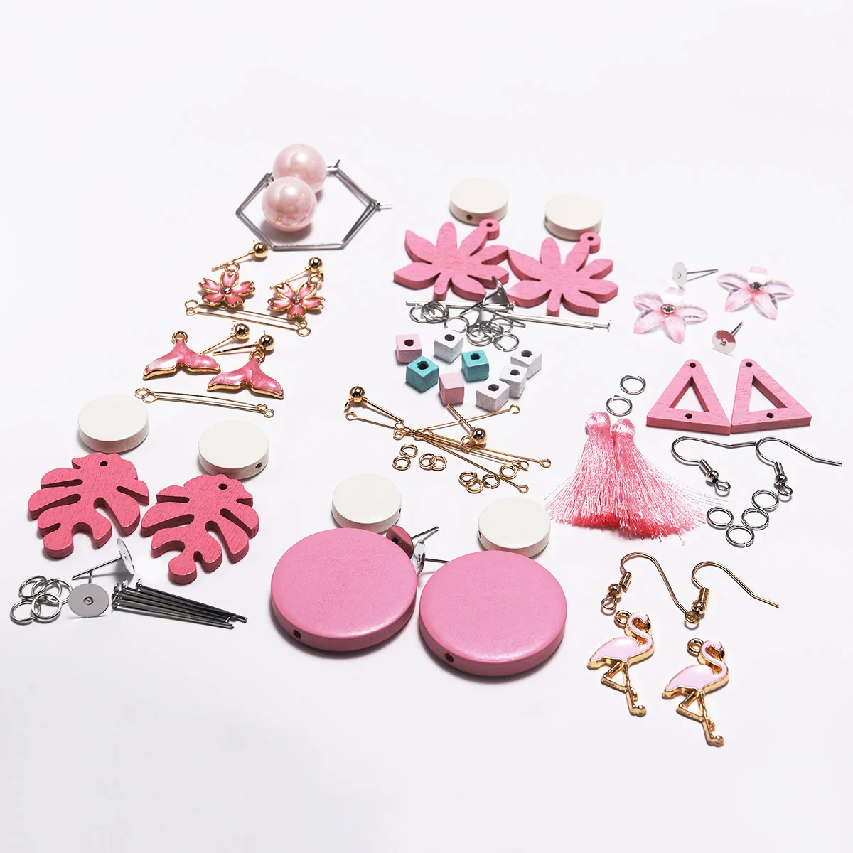 Розовые сказочные стильные серьги DIY Ювелирная посылка в форме листа милые