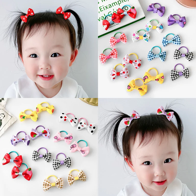 

10Pcs Polka Dots Bow Hair Ring Rope Elastic Hair Rubber Bands Hair Accessories for Girls Hair Tie Ponytail Holder Headdress