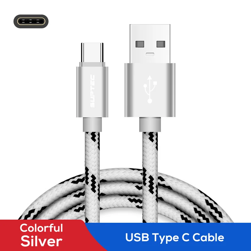 SUPTEC usb type-C кабель 3A Быстрая зарядка кабель для передачи данных Быстрая зарядка 3,0 type-C кабель для зарядки телефона для samsung S9 S8 huawei Xiaomi - Цвет: Colorful Silver