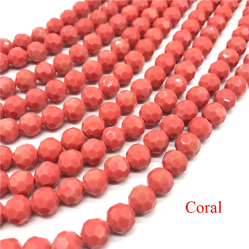 30 шт. граненые круглые бусины 8 мм кораллового розового цвета для изготовления