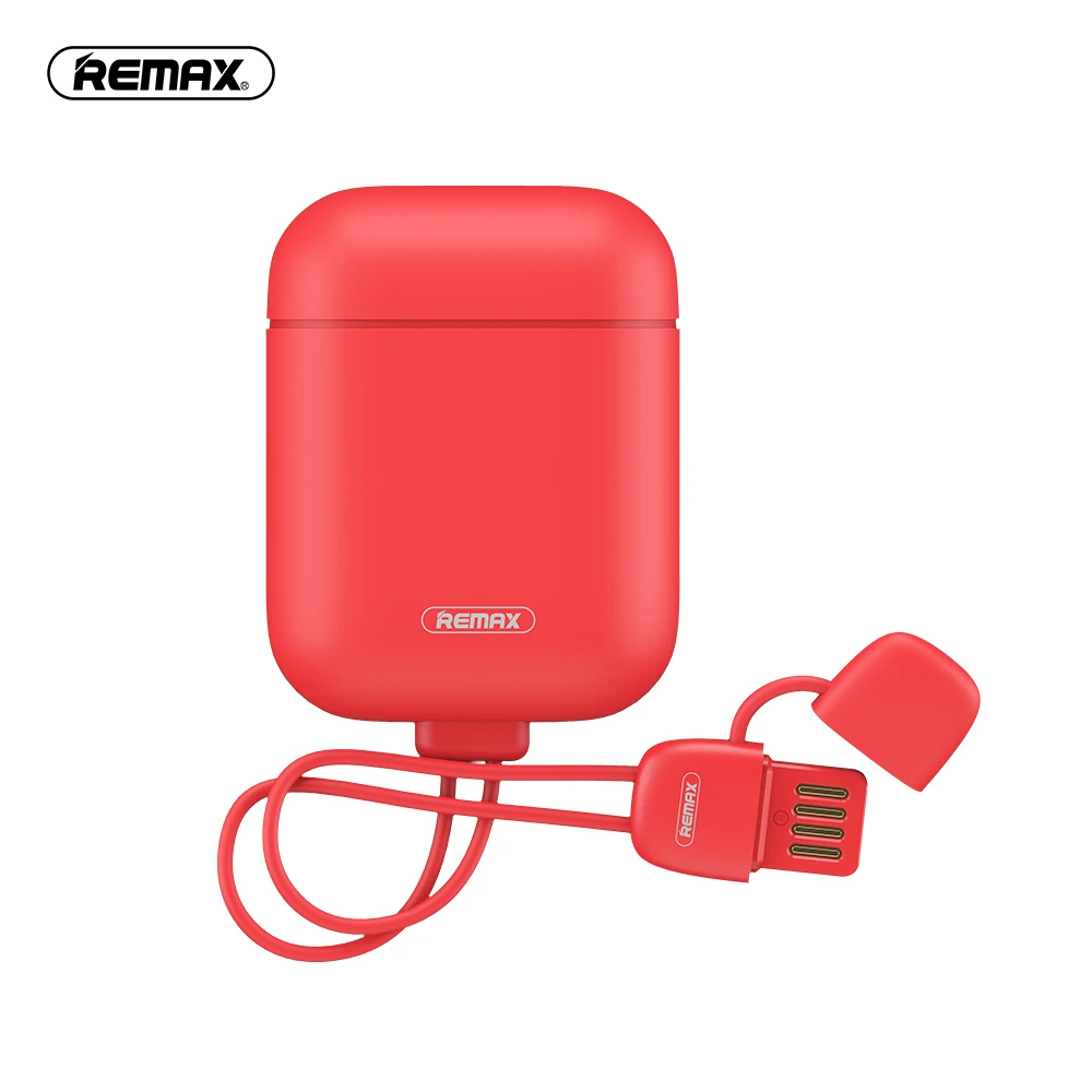 REMAX силиконовый защитный чехол для Airpod противоударный мягкий кожаный чехол для Airpods funda protectora наушники 2.1A зарядный чехол - Цвет: Красный