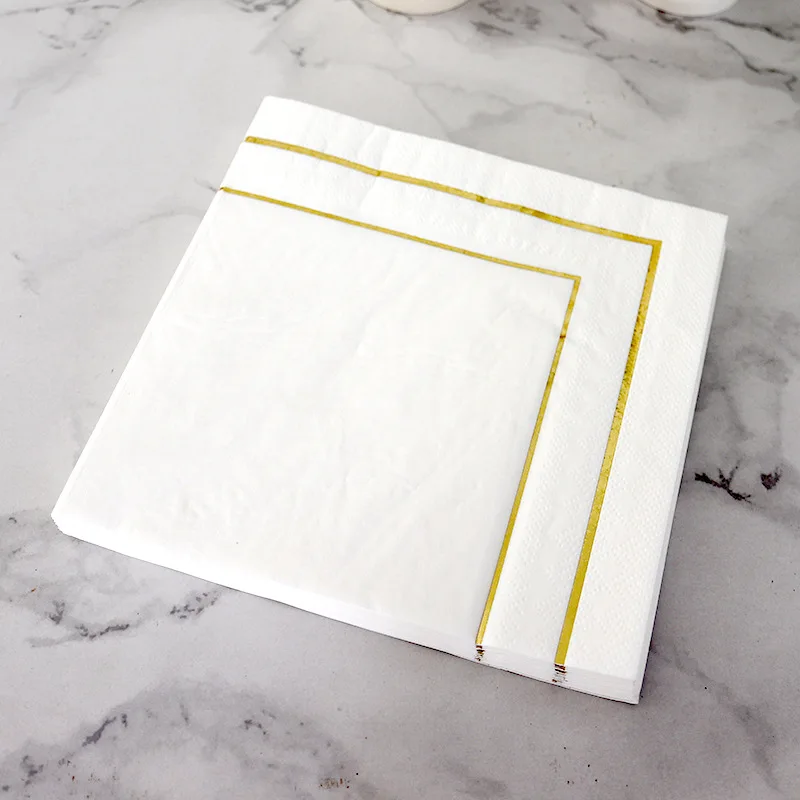 

Table Paper Napkins Elegant Tissue Vintage Towel White Foil Gold Birthday Wedding Party Home Beautiful Decor