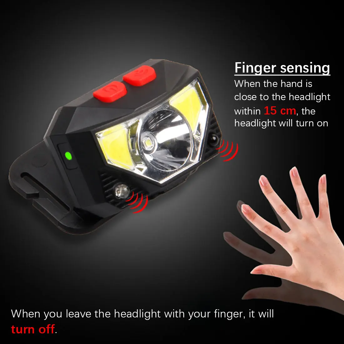 

Waterproof LED headlamp COB+Q5 work light 2 light mode with magnet headlight built-in 18650 battery suit for fishing, camping