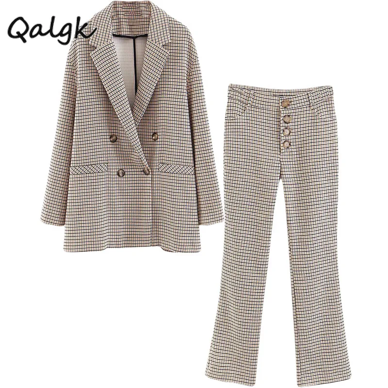 Женская куртка костюм женский осень 2019 новый клетчатый высокая талия