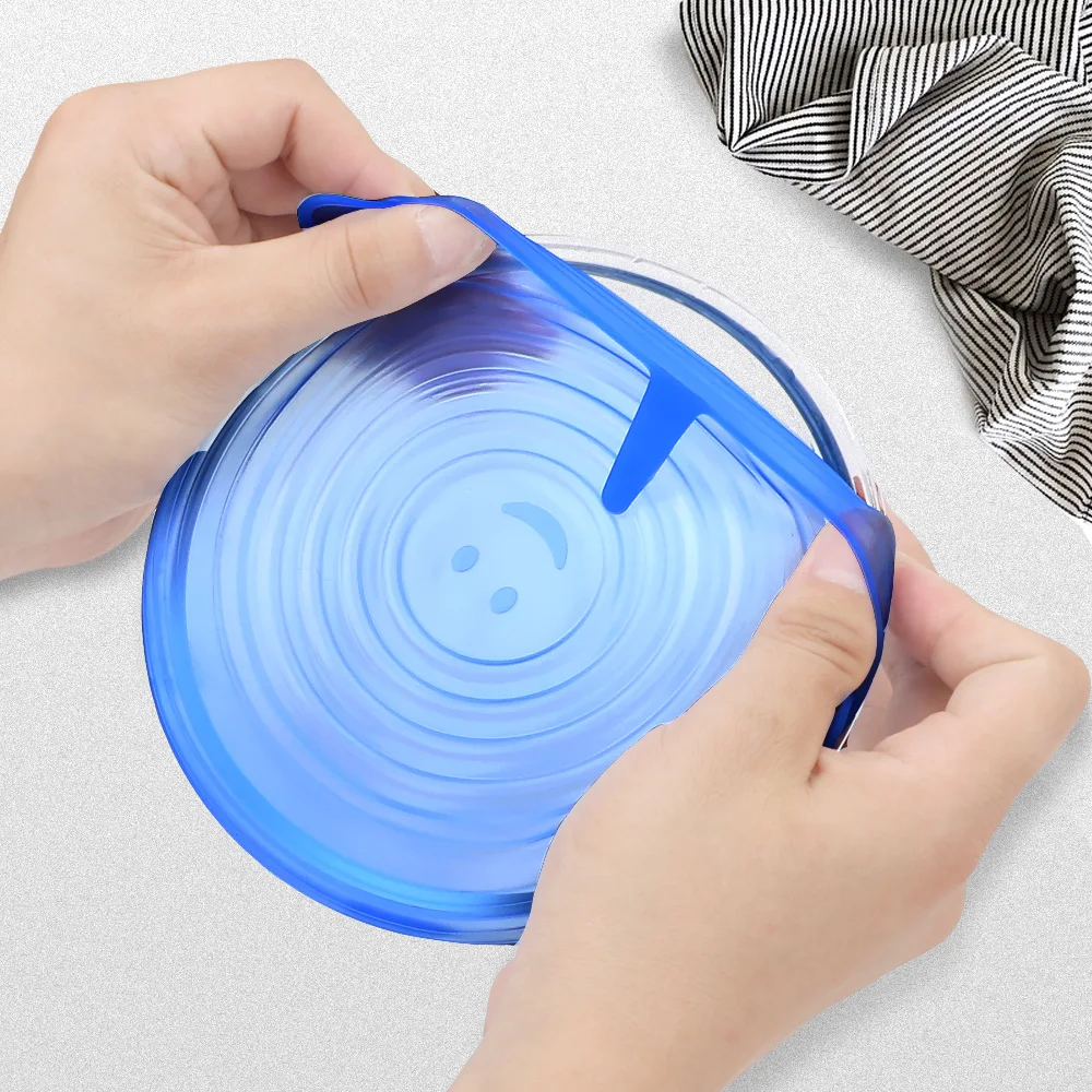6/12 шт. Многоразовые Силиконовая крышка для еды крышки растягивающиеся из