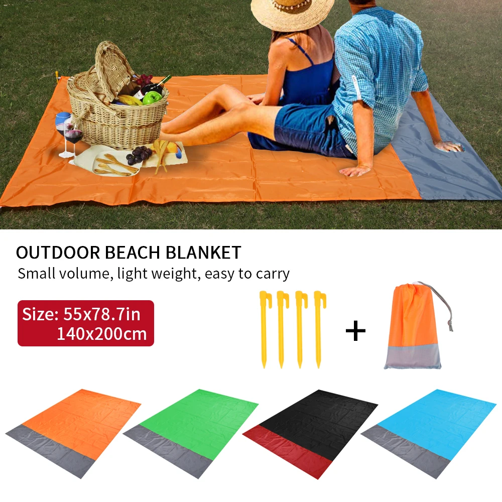 Waterproof Beach Blanket Portable Camping Mat With Pegs Outdoor Picnic blanket Ground New | Спорт и развлечения