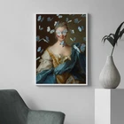 Измененный портрет в стиле ретро эклектическая печать, большая Художественная Картина на холсте, Женская настенная сурреалистичная рококо, Постер в стиле барокко, украшение для дома