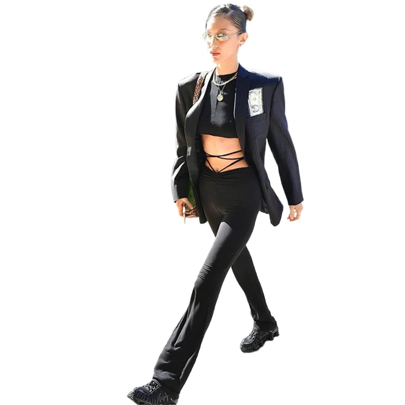 

Пикантные брюки на завязках, женская уличная одежда Y2K, с низкой талией, расклешенные винтажные облегающие брюки в стиле Харадзюку, летние б...