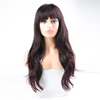 ombre color synthetic cosplay wigs for women long wavy synthetic hair heat resistant middle part highlight wigs with bangs