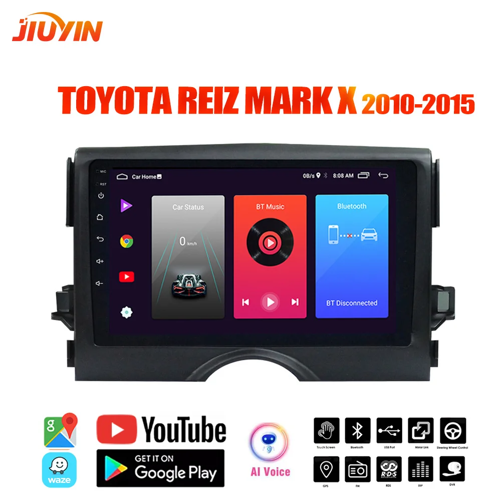 

JIUYIN Ai Voice Android 10 автомобильный радиоприемник для TOYOTA REIZ Mark X 2010-2015 Wifi BT RDS Аудио стерео Мультимедийный плеер GPS навигация