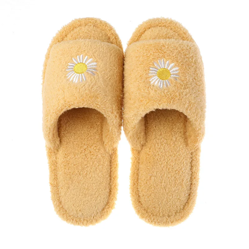 

Cute Cartoon Bear House Bedroom Women Fur Slippers Winter Warm Plush Couples Shoes Soft Cotton Indoor Ladies Furry Slippers