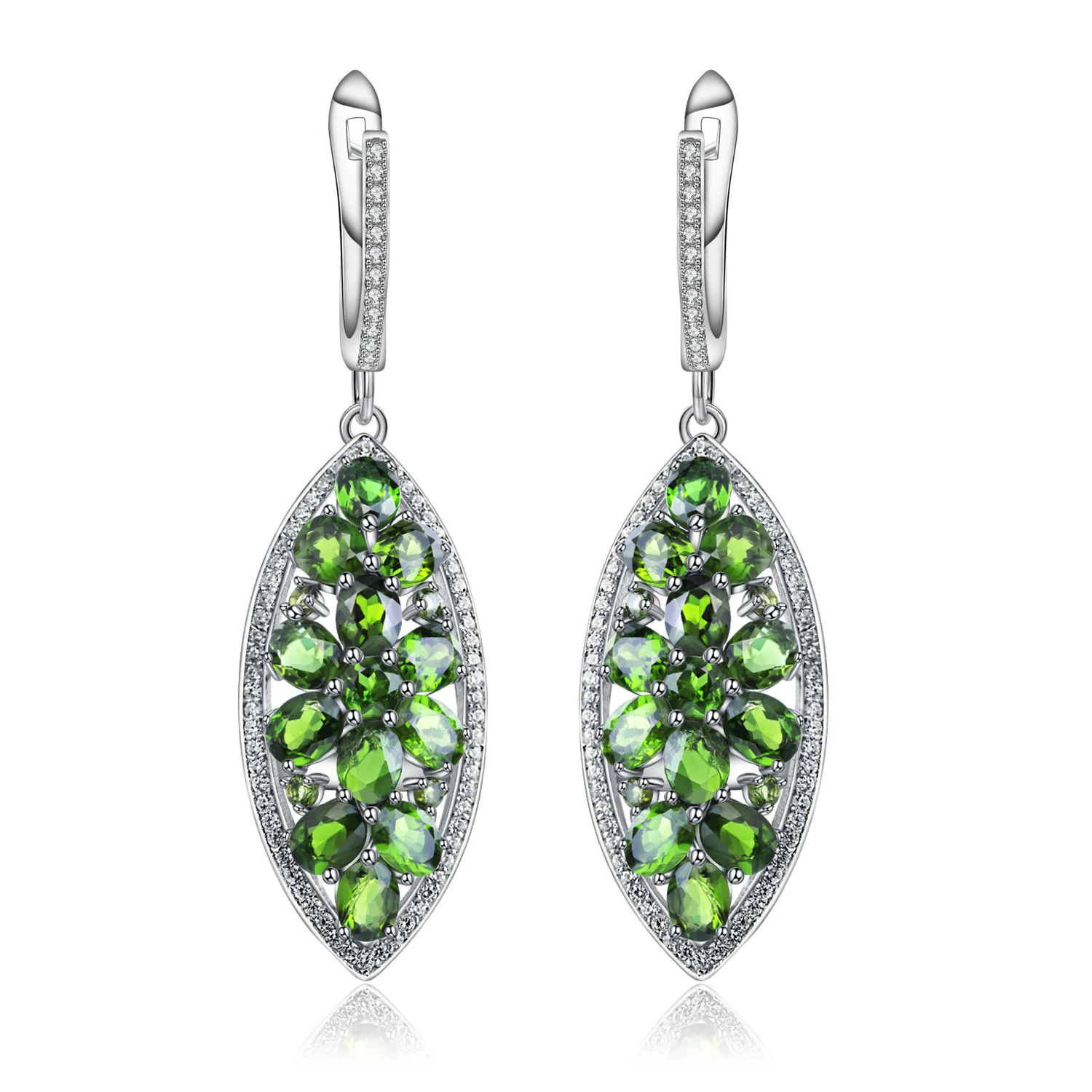 Gemb's BALLET 5.45Ct натуральный Хром Серьги с диопсидом из чистого 925 Висячие серьги