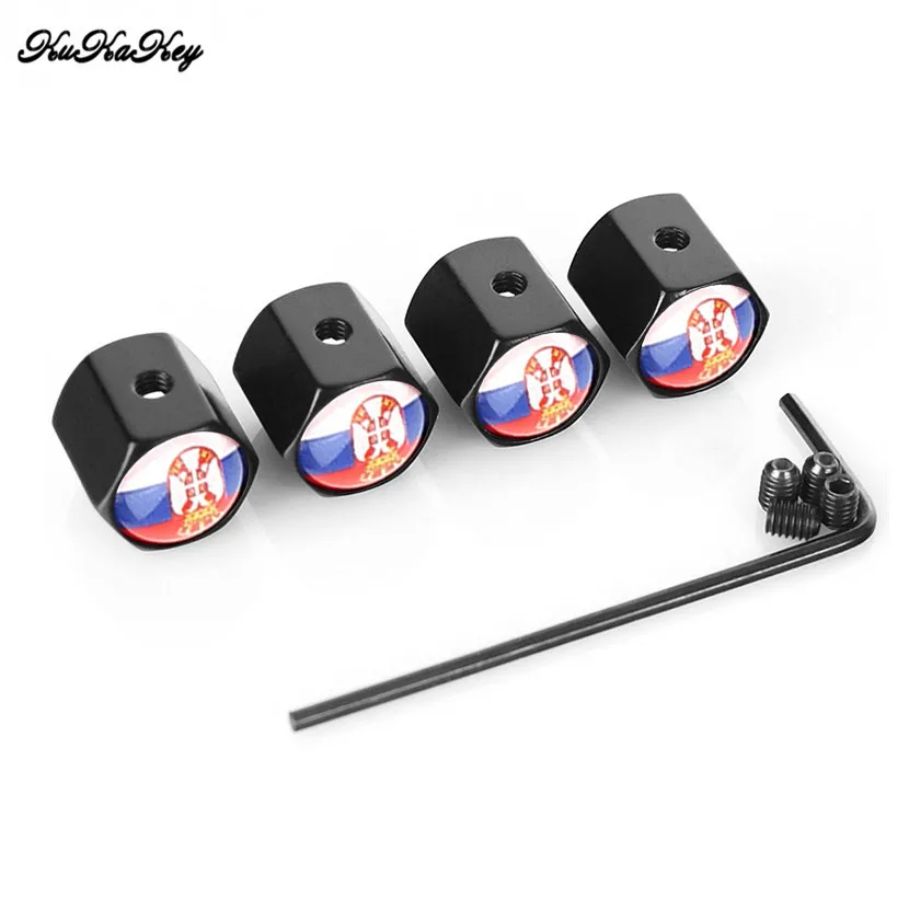 Колпачки для клапанов автомобильных шин Selvia в стиле флага противоугонные